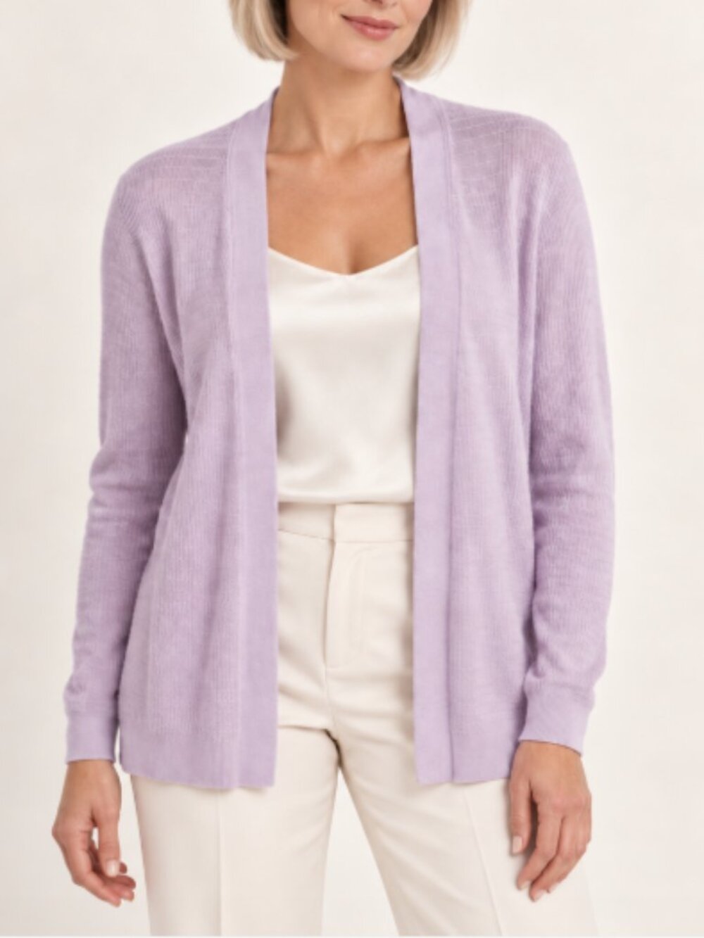 Carlisle Collection 100% Cashmere Cardigan Periwinkle Purple Luxury Sweater